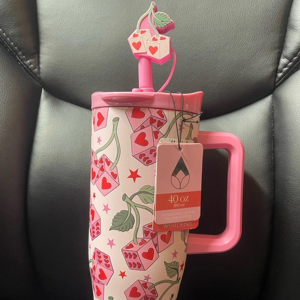 Wellness 40oz Cherry Dice Tumbler with Straw & Topper - Picture 1 of 4